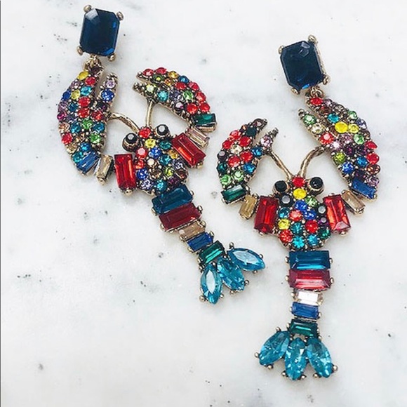 Lobster Multi-Crystal Statement Earring,NWT - Picture 1 of 7